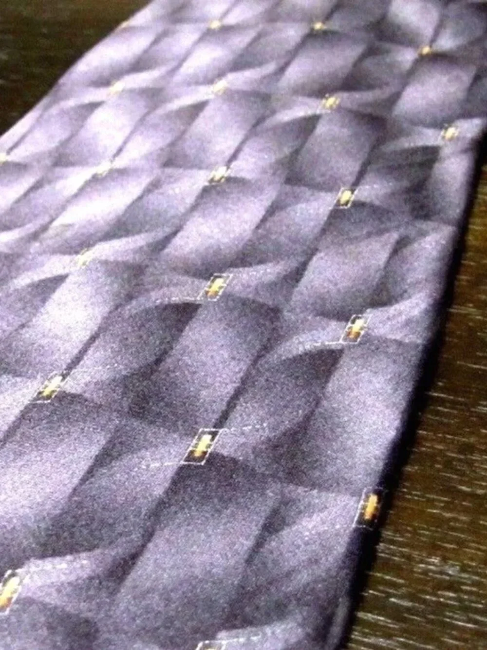 Gianfranco Ruffini Men's Silk Tie Gray Abstract Geometric Ochre Details